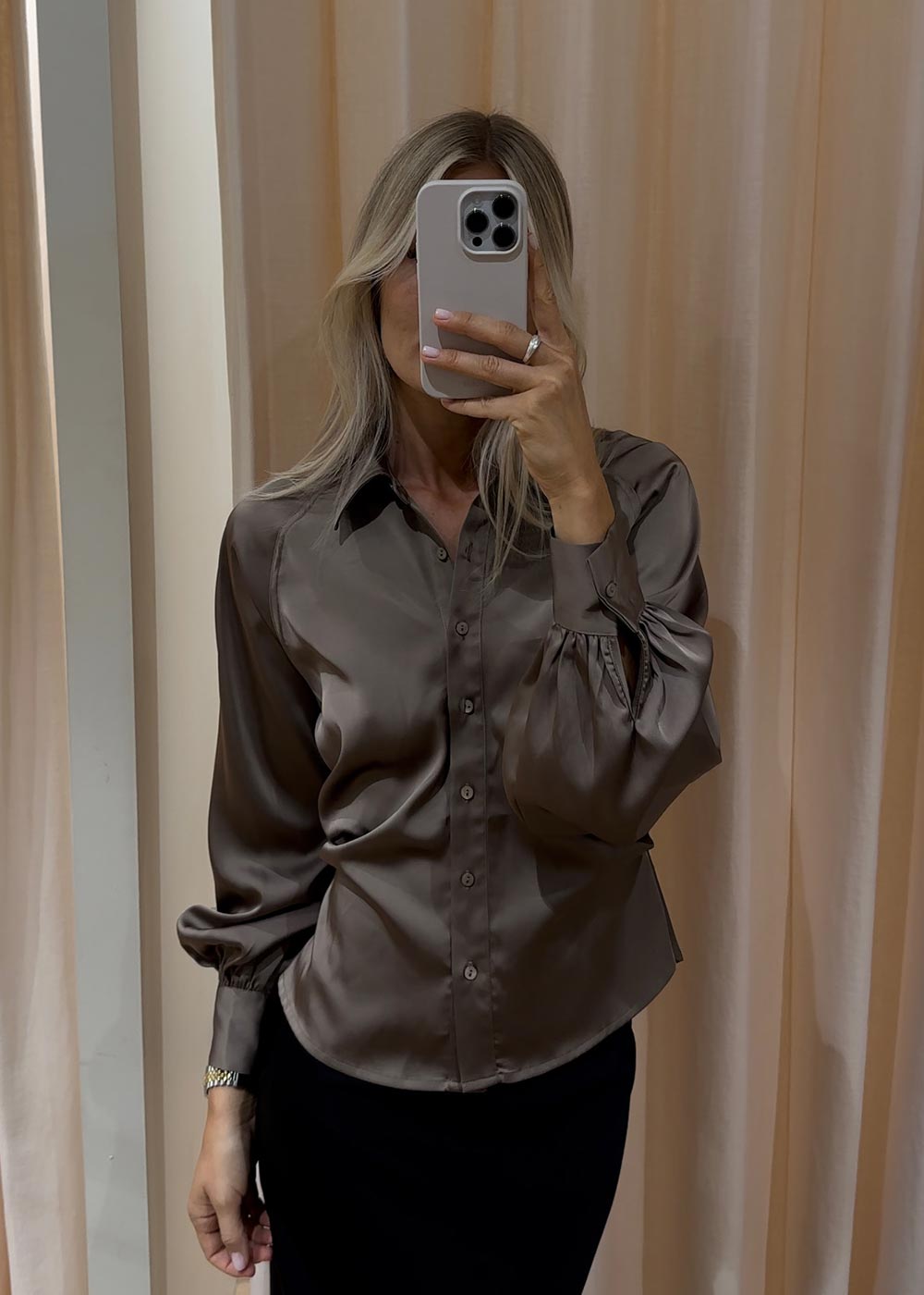 Susannah Sateen Shirt - Khaki