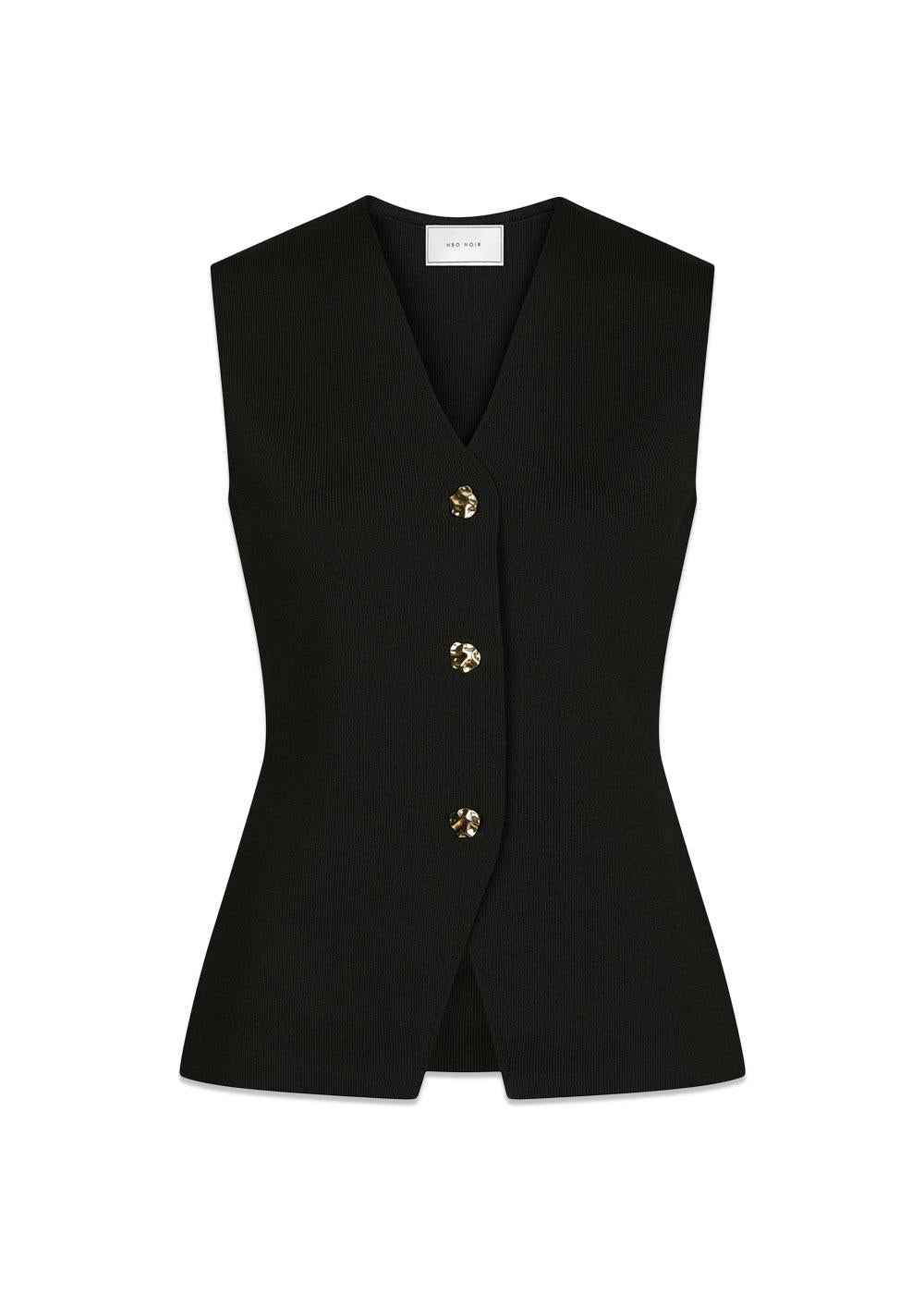 Sway Smooth Knit Waistcoat - Black-Knitwear-Neo Noir-Butler Loftet