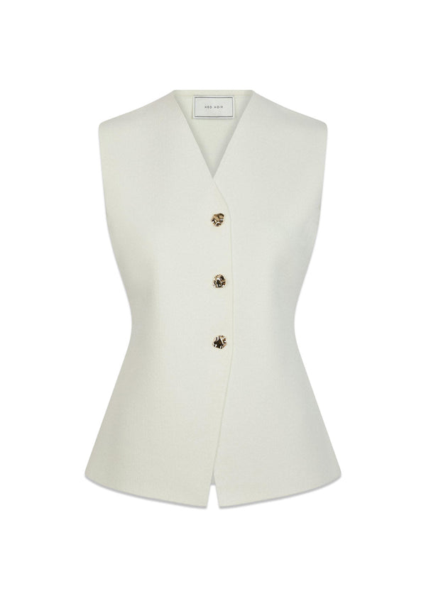 Sway Smooth Knit Waistcoat - Off White-Knitwear-Neo Noir-Butler Loftet