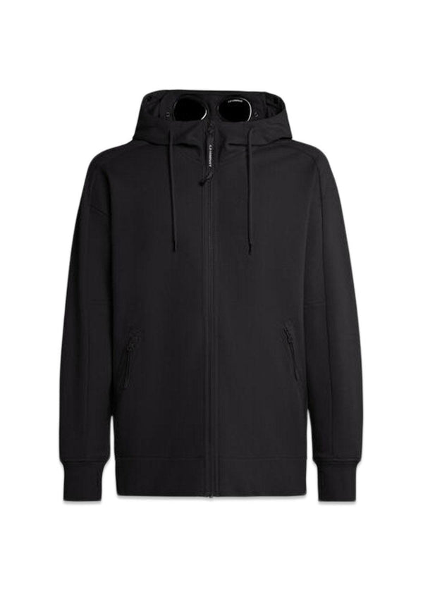 Sweatshirts Hooded Open Diagonal Raised Fleece - Black-Hoodies-C.P. Company-Butler Loftet