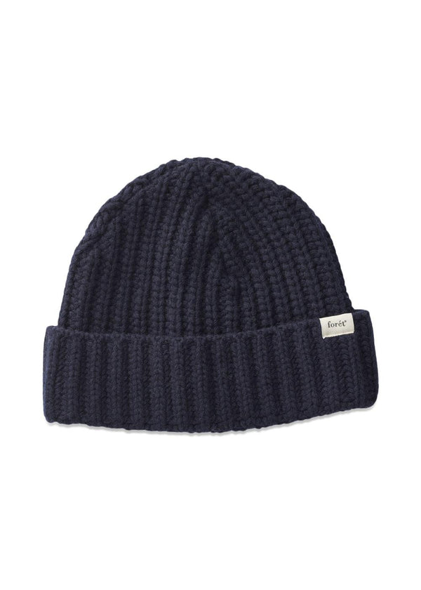 TRIP CHUNKY RIB BEANIE - Navy-Headwear-Forét-Butler Loftet