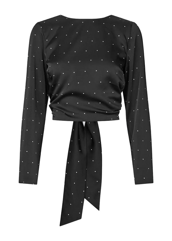 Tailormd print LS top - Black Dot-Blouses-Modström-Butler Loftet