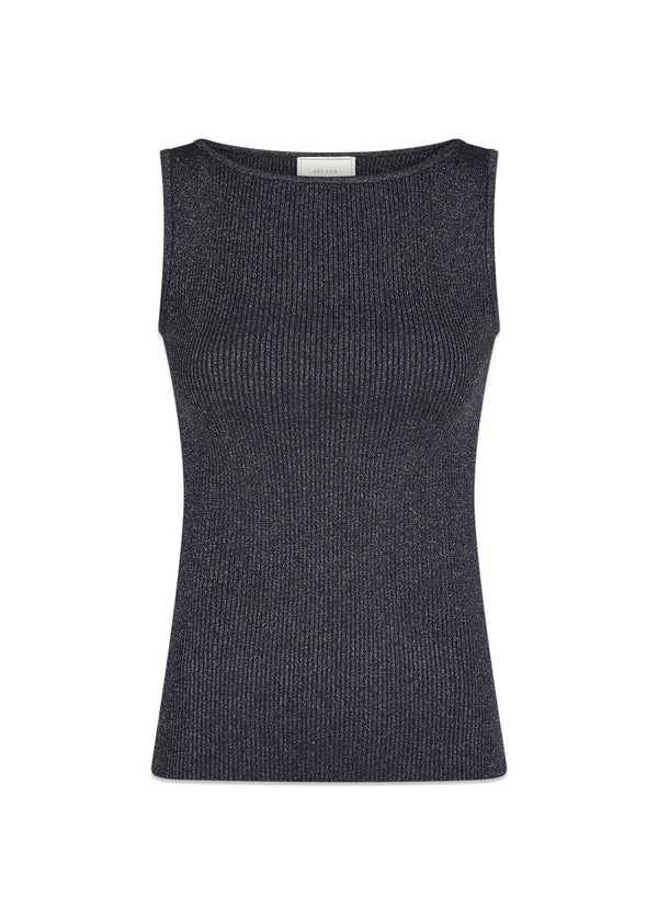 Talia Glitter Knit Top - Midnight Blue