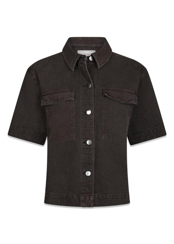 Tiki Solid Shirt - Dark Brown-Blouses-Neo Noir-Butler Loftet