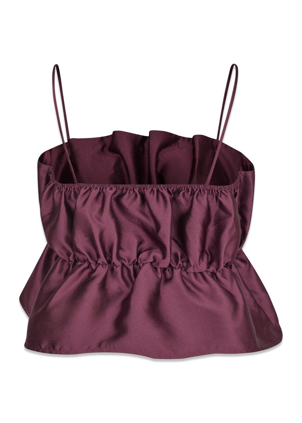 Tipton Dull Satin Top - Burgundy