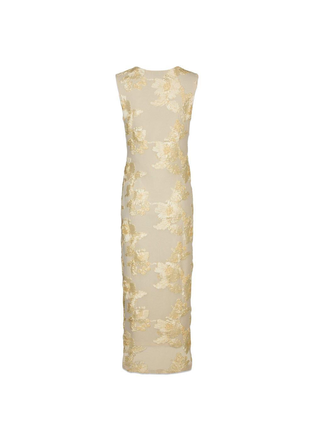Tiranna Big Flower Mesh Dress - Light Yellow-Dress-Neo Noir-Butler Loftet