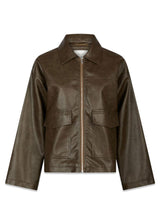 Titan Faux Leather Jacket - Dark Brown