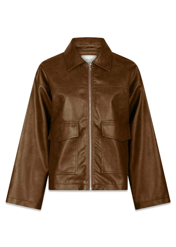 Titan Faux Leather Jacket - Light Brown