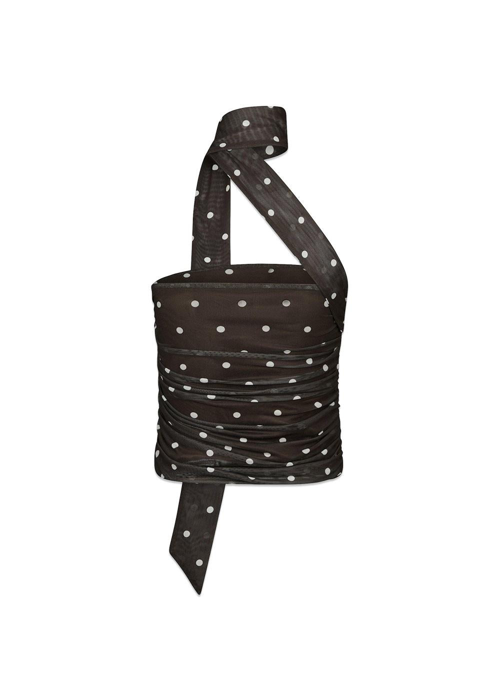 Torinti Mesh Dot Top - Brown-Top-Neo Noir-Butler Loftet