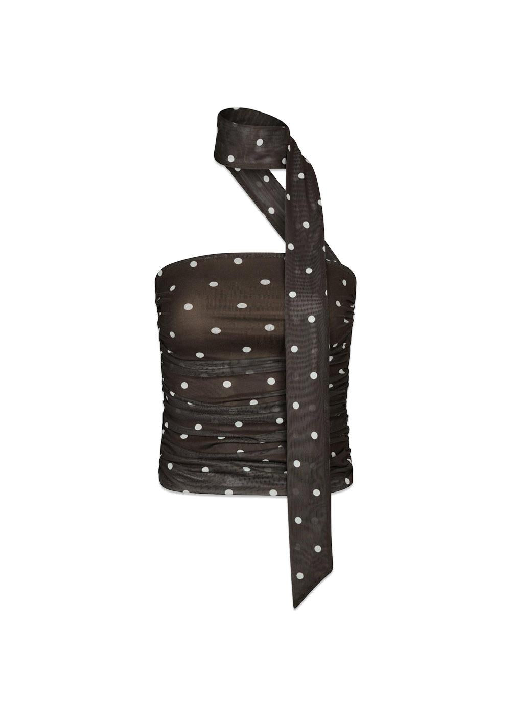 Torinti Mesh Dot Top - Brown-Top-Neo Noir-Butler Loftet