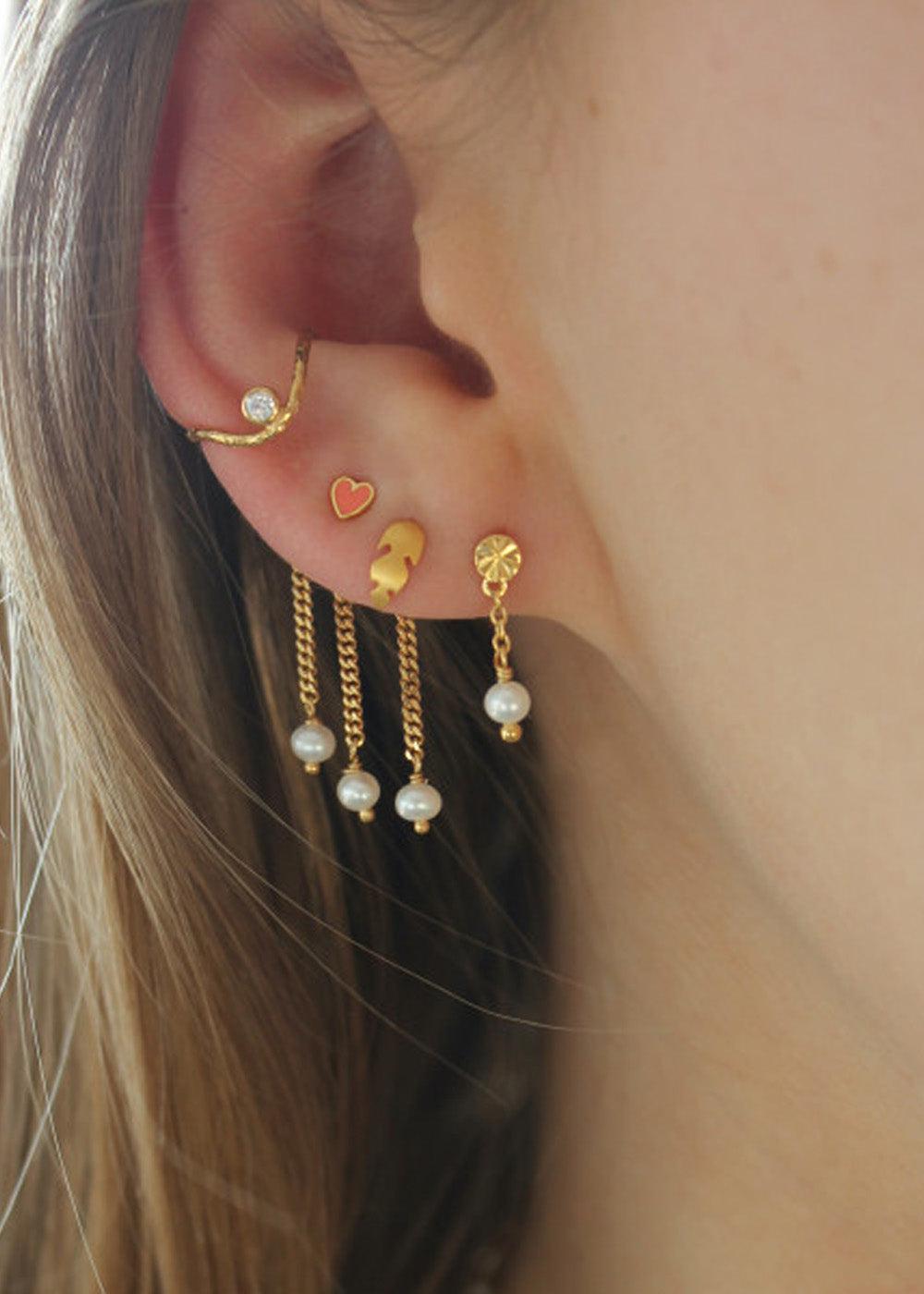 Tres Petit Etoile Earring With Pearl Gold - Gold