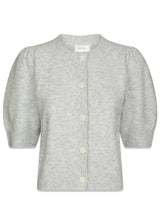 Trudy Deco Knit Cardigan - Light Grey Melange-Knitwear-Neo Noir-Butler Loftet