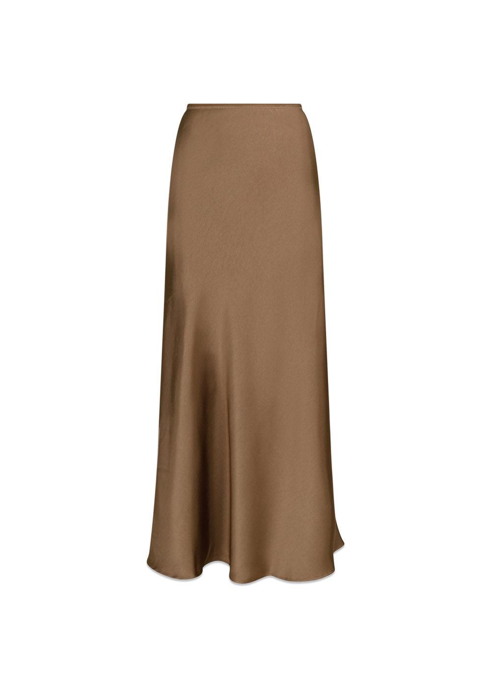 Vicky Heavy Sateen Skirt - Dark Taupe