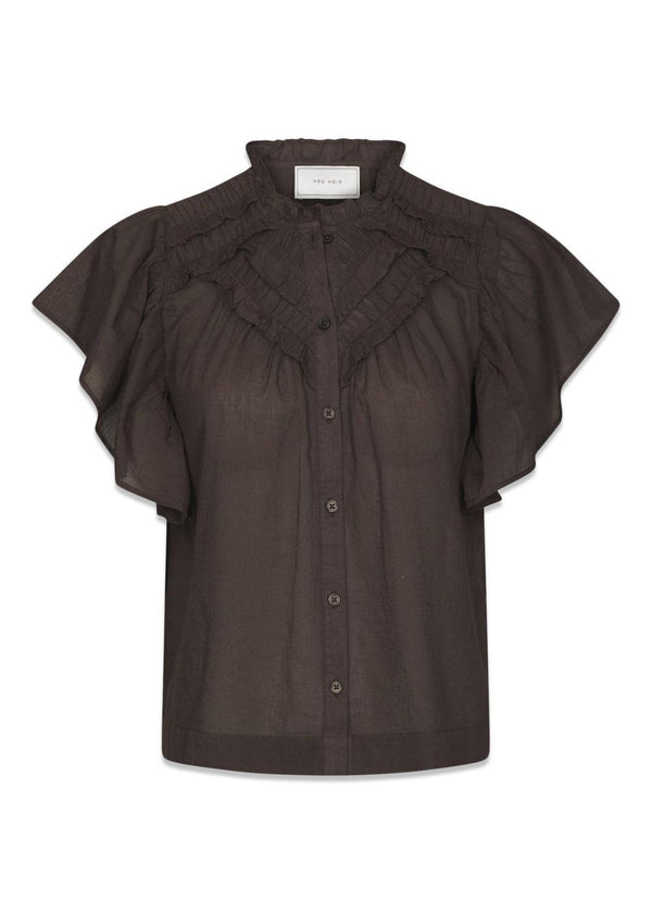 Vinsa S Voile Top - Dark Brown-Top-Neo Noir-Butler Loftet
