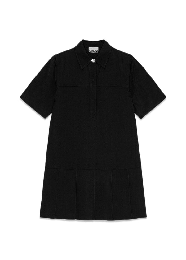 Viscose Twill Mini Dress - Black-Dress-Ganni-Butler Loftet