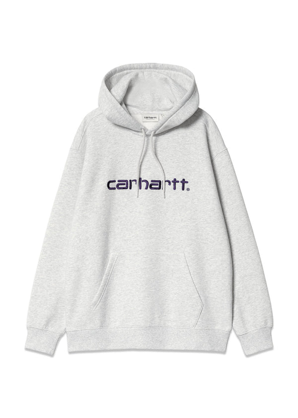 W Hooded Carhartt Sweatshirt - Ash Heather / Tyrian-Sweatshirts-Carhartt WIP-Butler Loftet