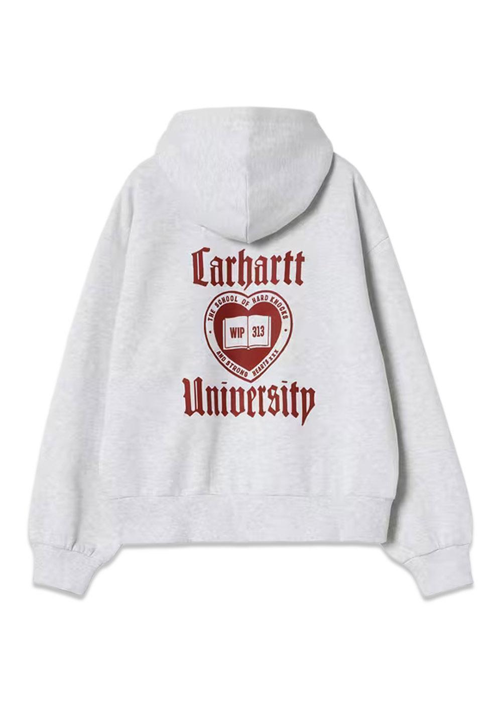 W Hooded Schooling Jacket - Ash Heather Stone Washed-SWEATSHIRT-Carhartt WIP-Butler Loftet