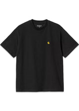 W S/S Chase T-Shirt - Black / Gold-T-shirts-Carhartt WIP-Butler Loftet