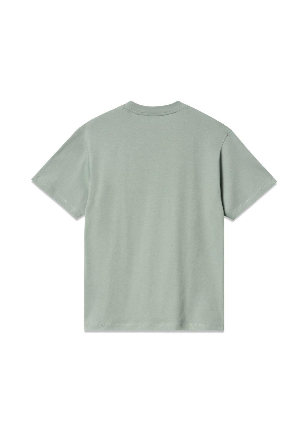 W S/S Script Embroidery T-S - Glassy Teal / Black