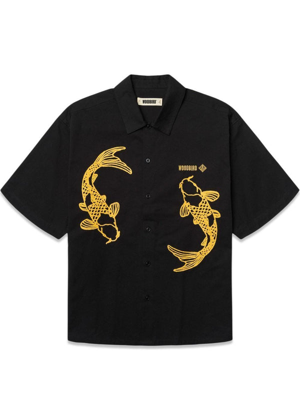 Wang Carp Shirt - Black-Shirts-Woodbird-Butler Loftet