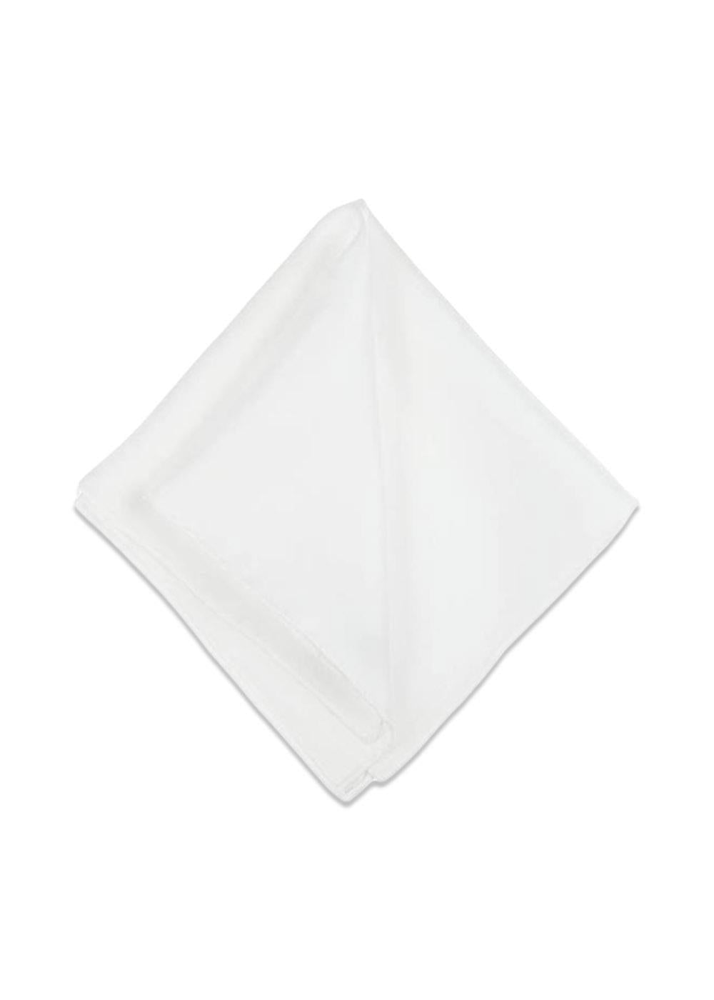 White Solid Silk Pocket Square - White-Accessories-Portia-Butler Loftet