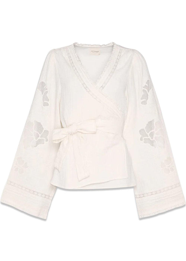 Winfrey Wrap Top - Off White-Blouses-Sissel Edelbo-Butler Loftet