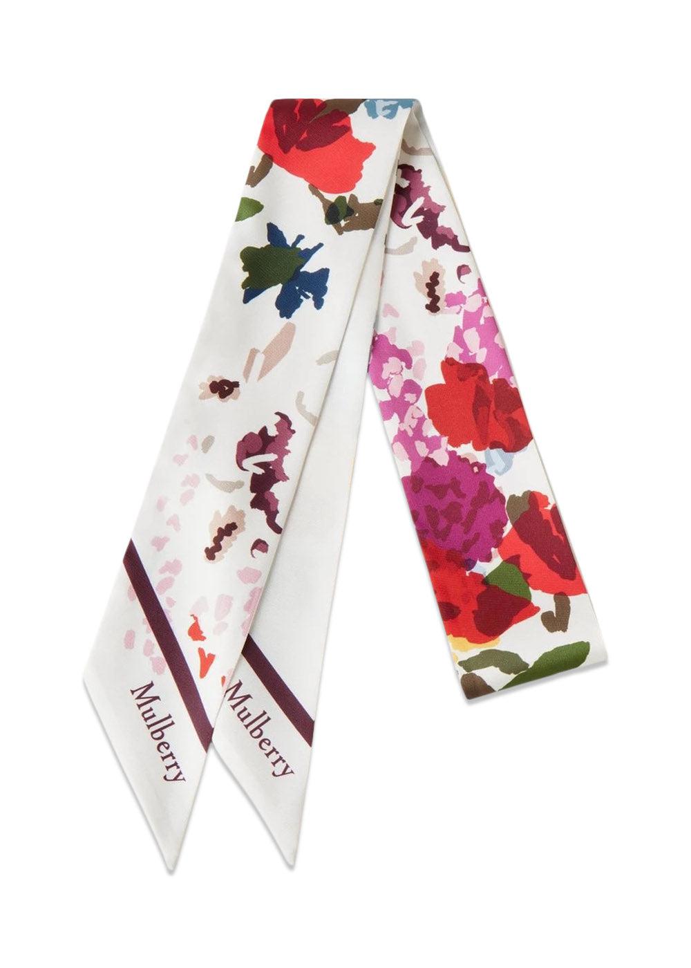 Winter Floral Skinny Scarf 6 x 120 - Eggshell Recycled Polyester