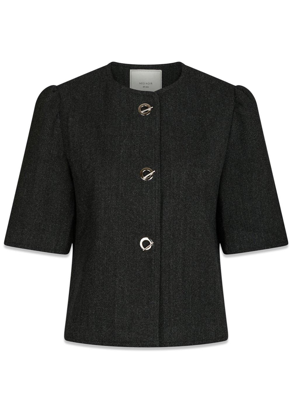 Xanthe Herringbone Blazer - Dark Grey-Blazers-Neo Noir-Butler Loftet