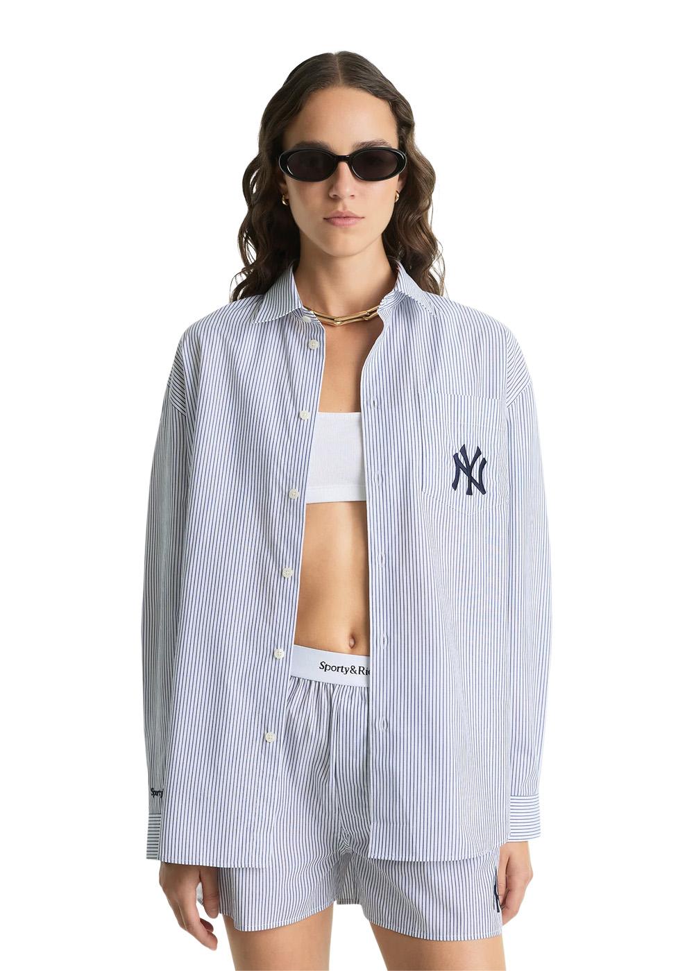 Yankees Serif Oversized Shirt - Navy Striped-Shirts-Sporty & Rich-Butler Loftet