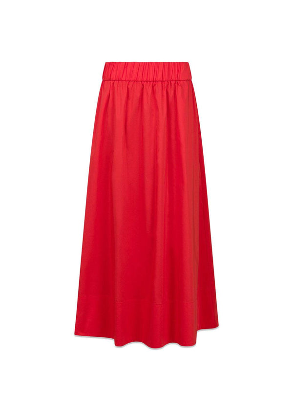 Yara Long Poplin Skirt - Red