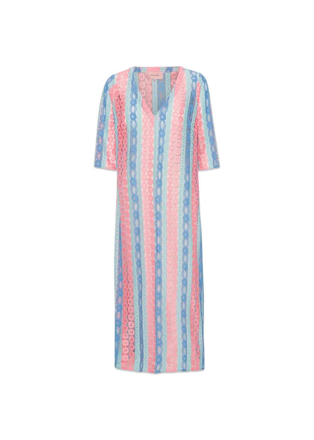 HUNKØN's Yvonne Dress - Pink And Blue. Køb kjoler her.