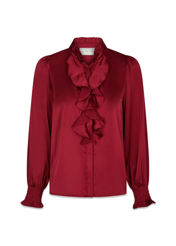 Zamola Blouse - Dark Red-Blouses-Neo Noir-Butler Loftet