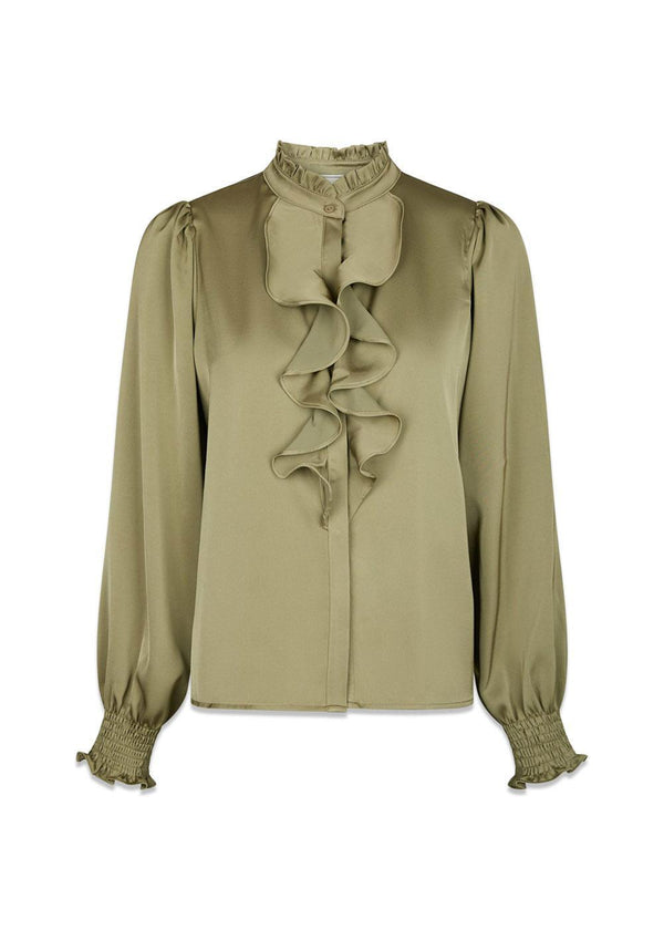 Zamola Blouse - Dusty Army-Blouses-Neo Noir-Butler Loftet