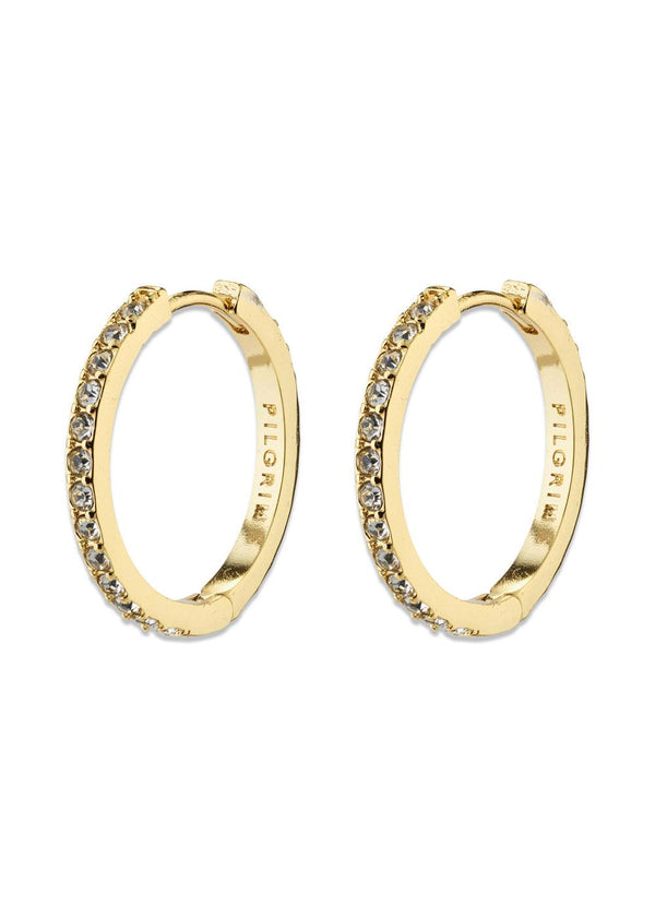 EBNA medium crystal hoops gold-plated - Gold Plated