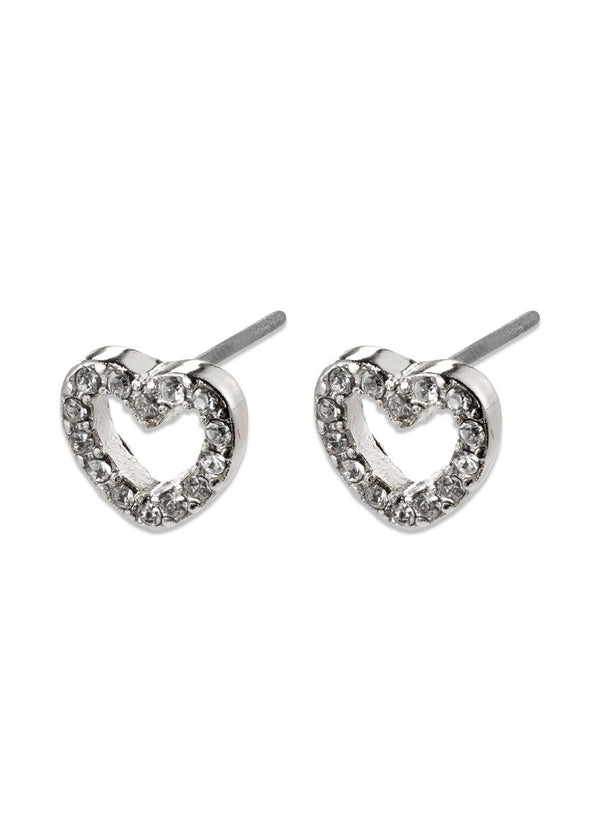 EDIE crystal heart earrings silver-plated - Silver Plated