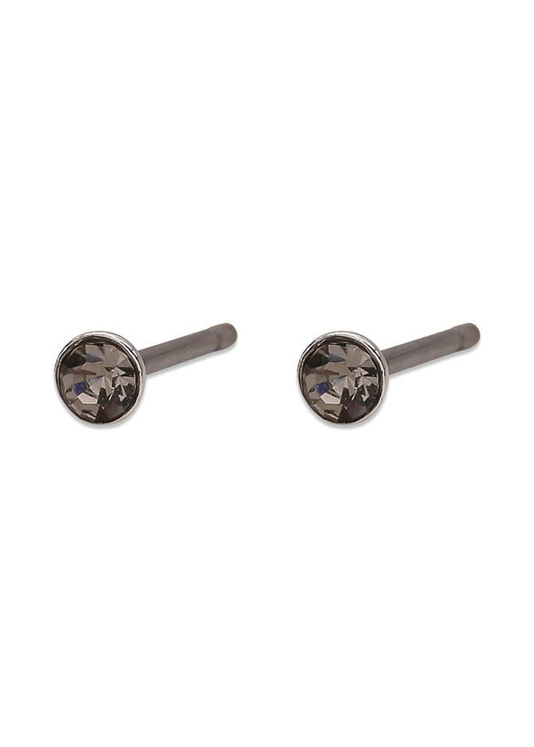 YANA micro crystal earstuds grey/silver-plated - Silver Plated