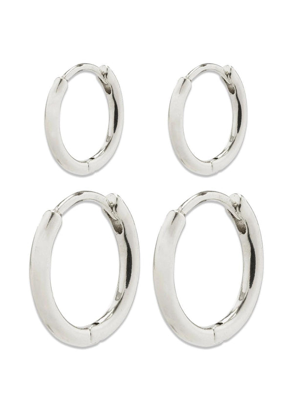 ARIELLA hoop earrings 2-in-1 set silver-plated - Silver Plated
