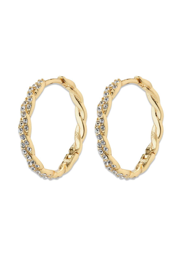 EZO twirled crystal hoops gold-plated - Gold Plated