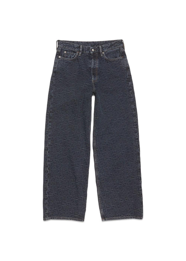 monogram-jacquard straight-leg jeans - Blue