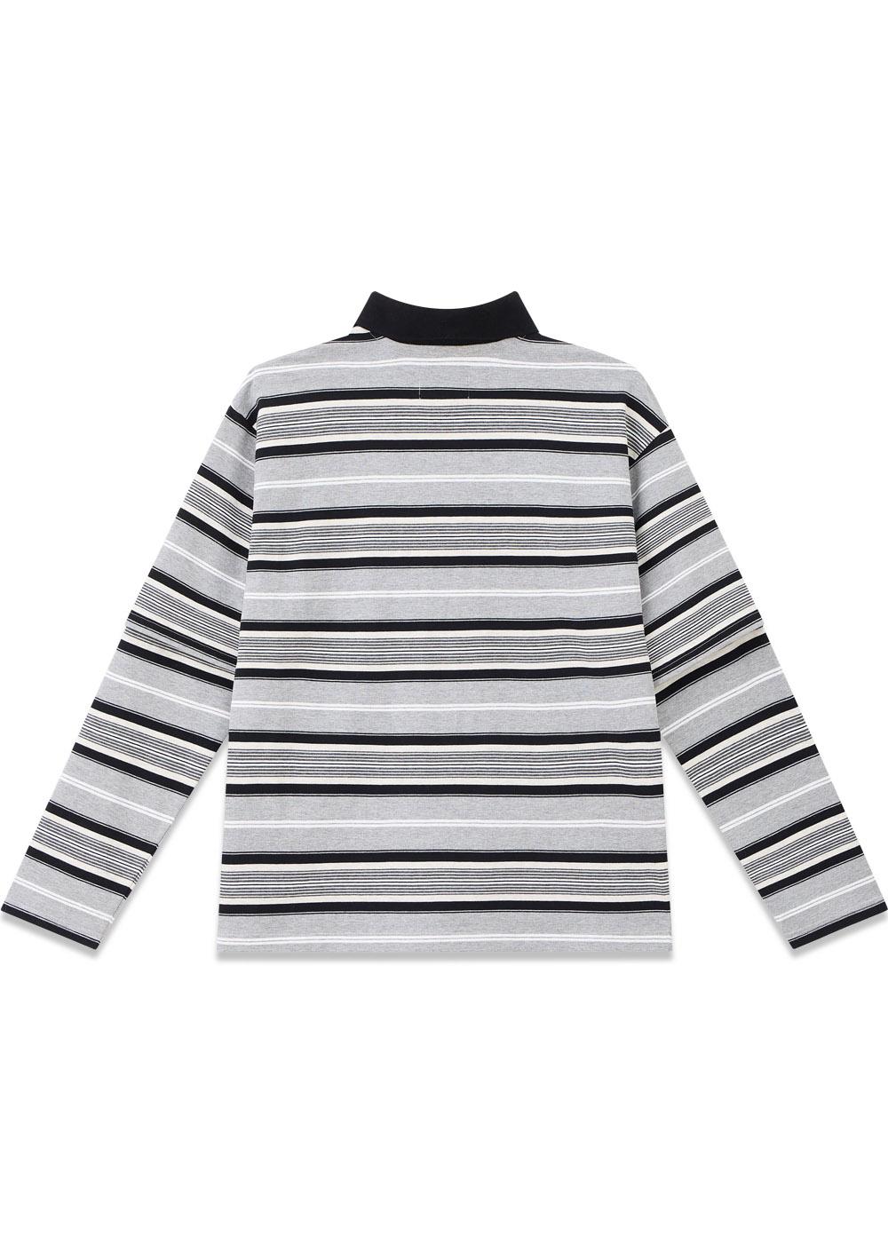 Double Striped Polo Shirt - Grey Striped