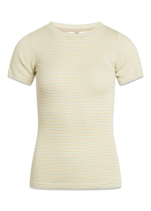 Mads Nørgaards 2x2 Cotton Stripe Truna - Travertine/Aqua. Køb t-shirts her.