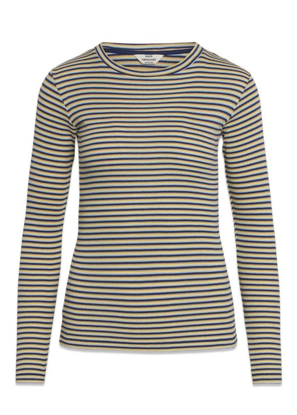 Mads Nørgaards 2x2 Cotton Stripe Tuba - Blue Multi. Køb t-shirts her.