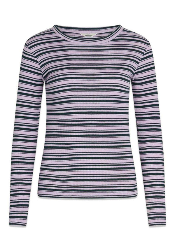 Mads Nørgaards 2x2 Cotton Stripe Tuba Top - Lavendula / Magical Forest. Køb t-shirts her.