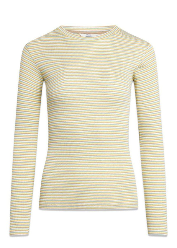 Mads Nørgaards 2x2 Cotton Stripe Tuba - Travertine/Aqua. Køb t-shirts her.