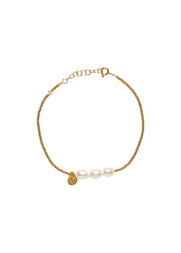 Sorelles 3-pearls bracelet - Forgyldt. Køb armbånd her.