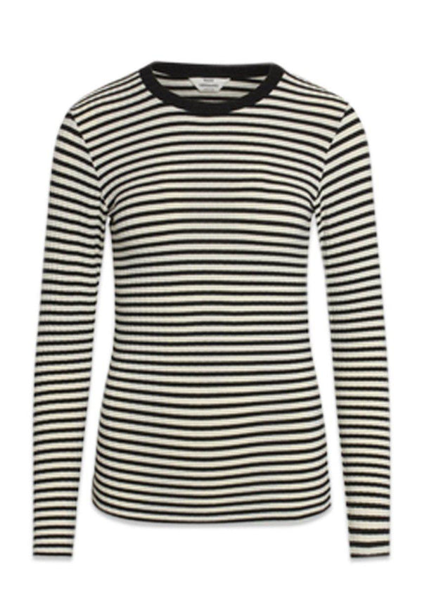 Mads Nørgaards 5x5 Stripe Mix Tuba - Off White/Black. Køb t-shirts her.