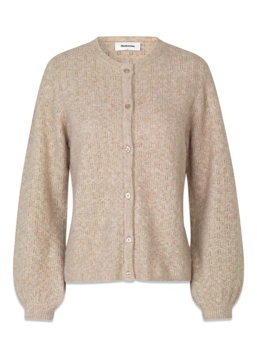 Modströms AlvesMD cardigan - Beige Melange. Køb strik her.