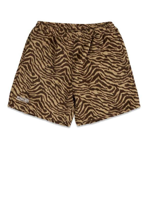 Pleasures' BREAKER FUZZY STRIPE SHORTS - Tan. Køb shorts her.