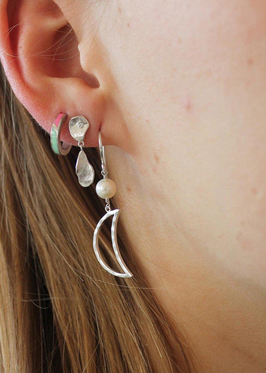 Bella Moon Earring With Pearl - Silver Jewellery704_1282_SILVER_SINGLE5712778019454- Butler Loftet