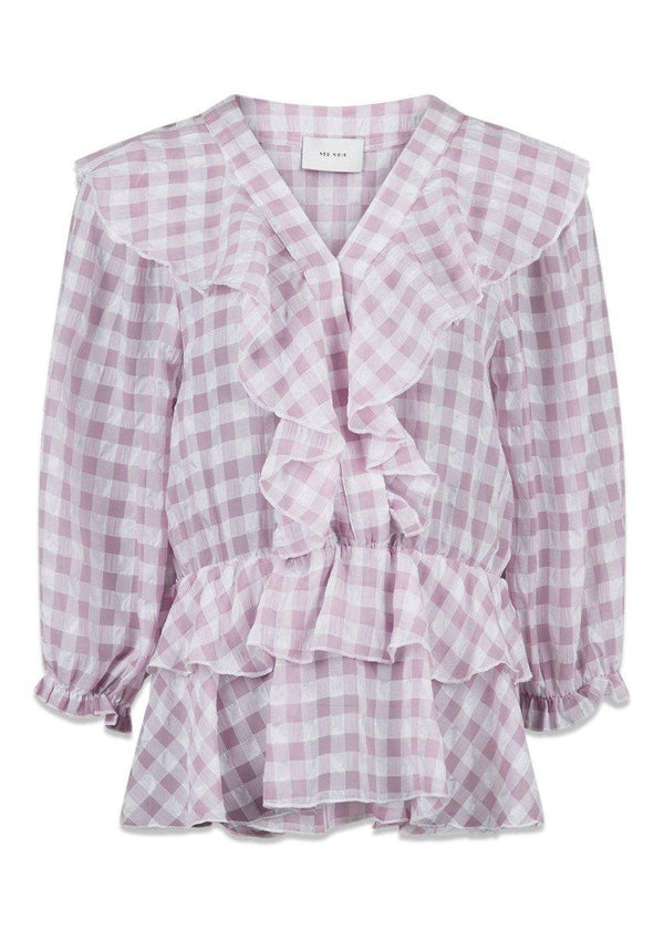 Neo Noirs Besoa Soft Check Blouse - Lavender. Køb blouses her.